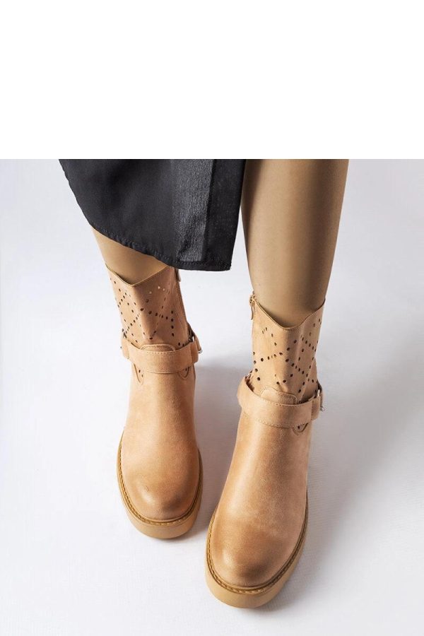 Beige Boots in Women`s Ankle Boots & Booties with Fabric and Heel Height