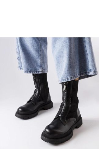 1052704 Black Boots in Women`s Ankle Boots & Booties with Fabric and Heel Height