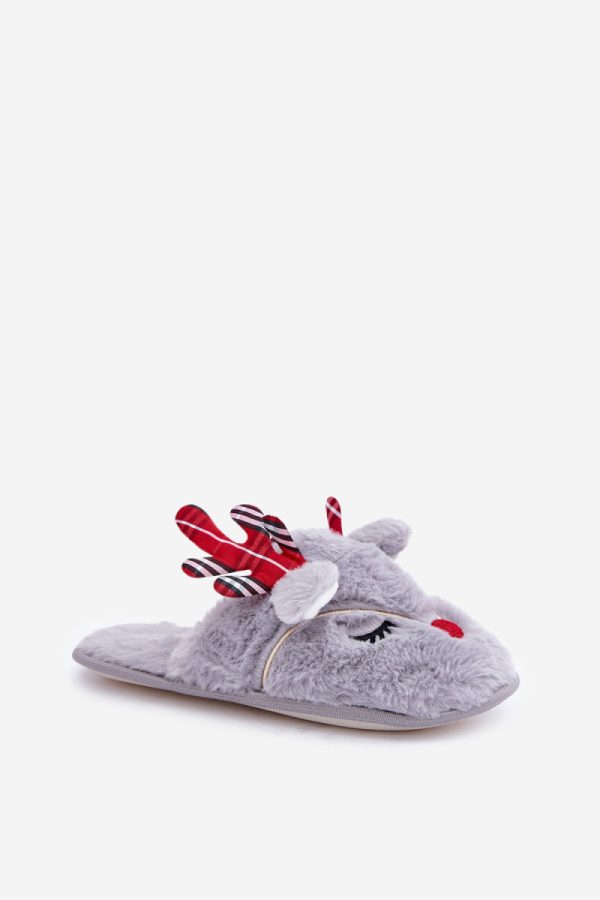 Grey Slippers in Slippers For Women with Fabric, Warmers, Footbed and Sole Height