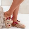 Beige Slippers in Slippers For Women with Fabric, Warmers, Footbed and Sole Height