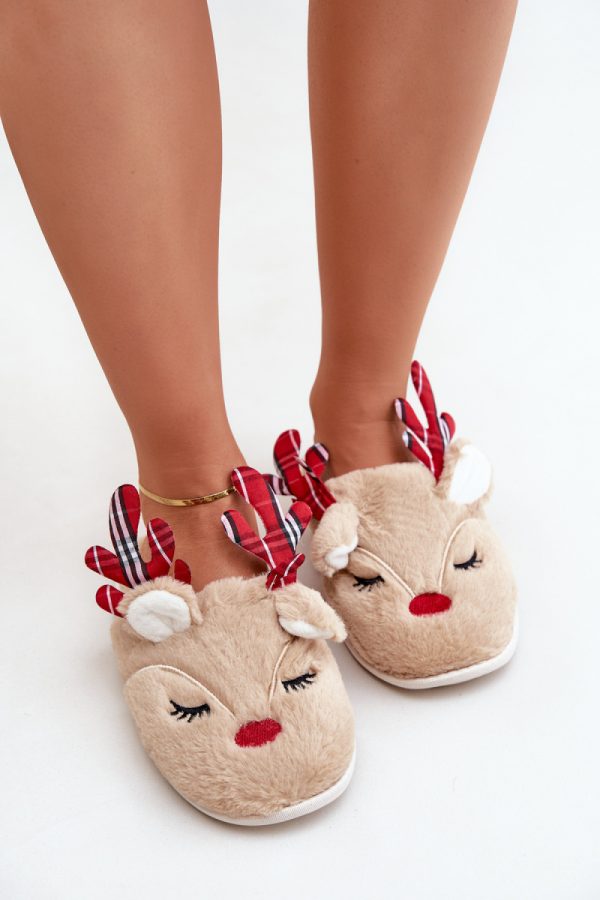 Beige Slippers in Slippers For Women with Fabric, Warmers, Footbed and Sole Height