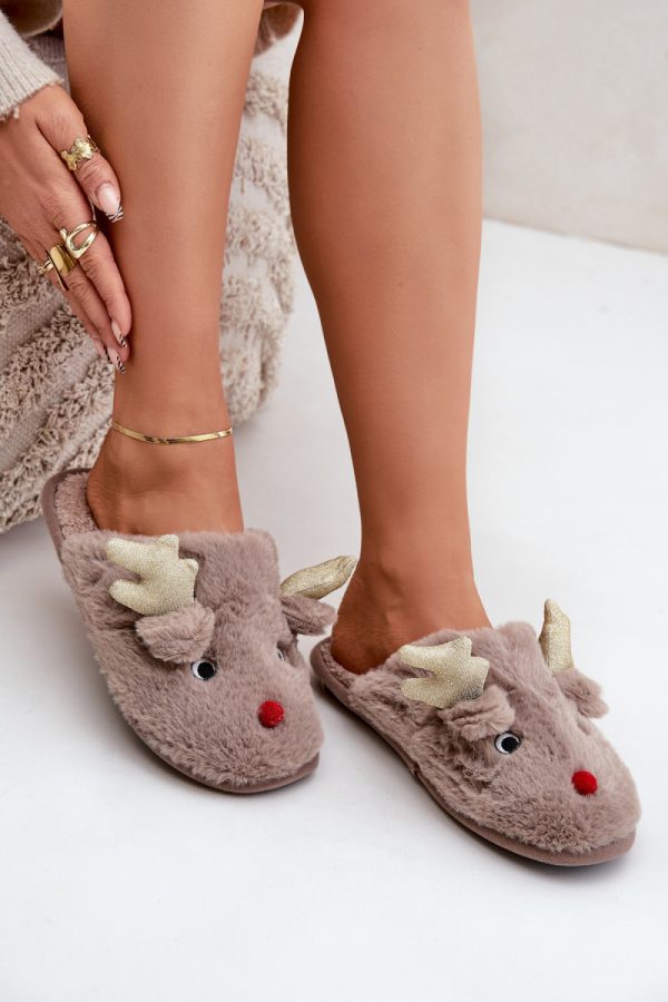Beige Slippers in Slippers For Women with Fabric, Warmers, Footbed and Sole Height