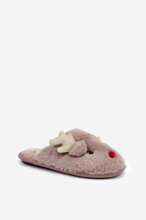 Beige Slippers in Slippers For Women with Fabric, Warmers, Footbed and Sole Height