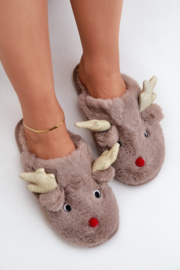 Beige Slippers in Slippers For Women with Fabric, Warmers, Footbed and Sole Height