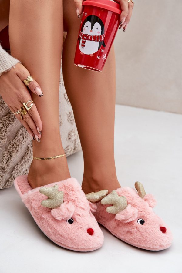 Pink Slippers in Slippers For Women with Fabric, Warmers, Footbed and Sole Height