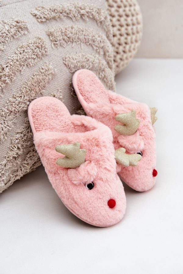 Pink Slippers in Slippers For Women with Fabric, Warmers, Footbed and Sole Height