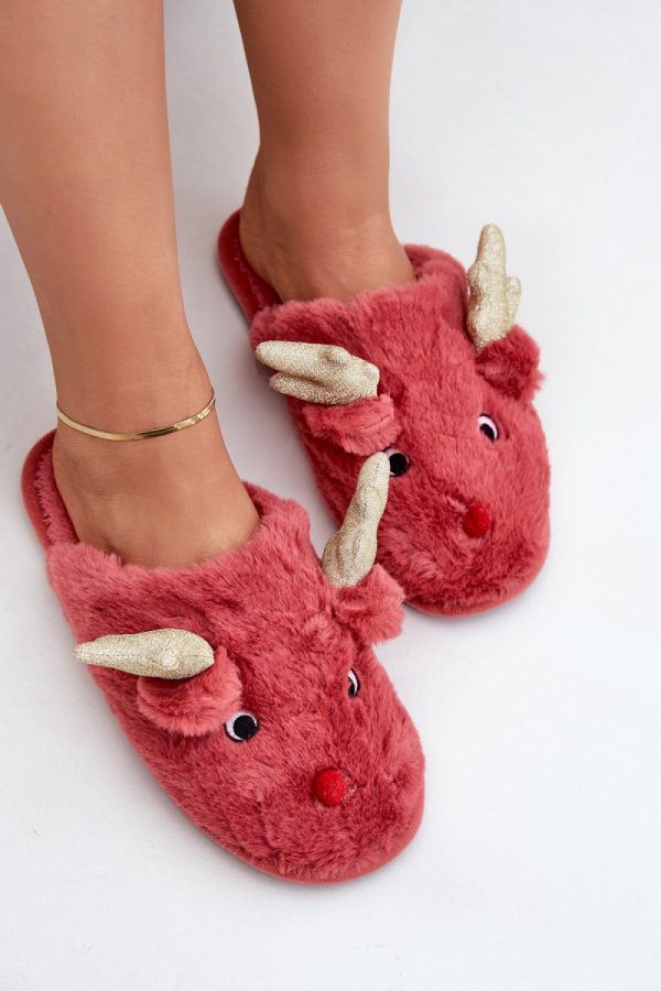 Red Slippers in Slippers For Women with Fabric, Warmers, Footbed and Sole Height
