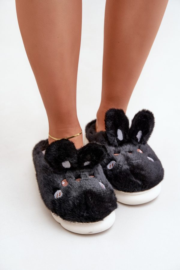 Black Slippers in Slippers For Women with Fabric, Warmers, Footbed and Sole Height