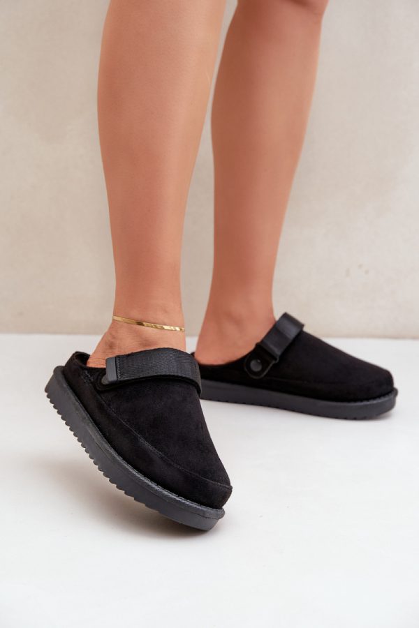 Black Slippers in Slippers For Women with Fabric, Warmers, Footbed and Platform Height