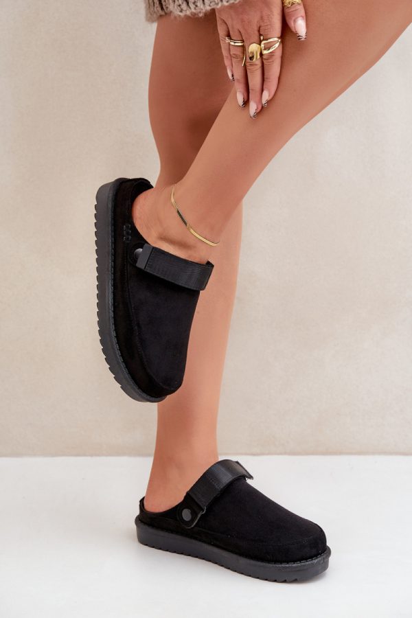 Black Slippers in Slippers For Women with Fabric, Warmers, Footbed and Platform Height