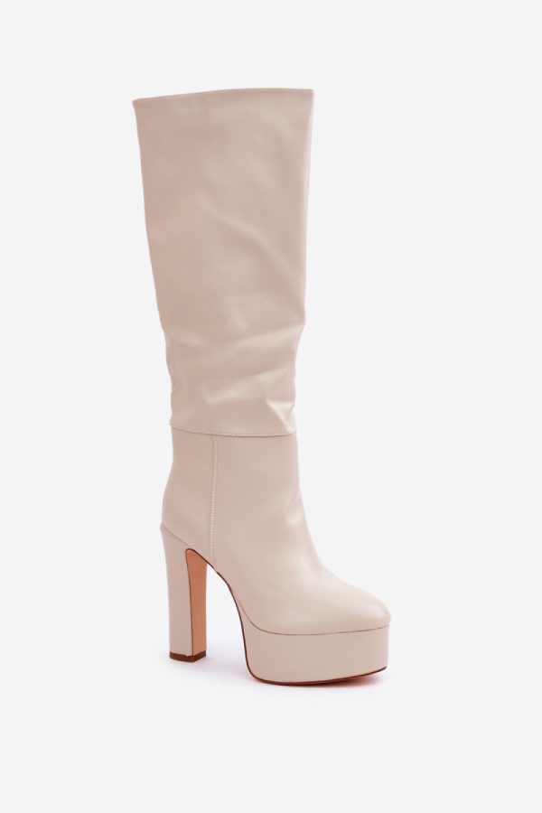 beige Heel boots model 204661 Step in style