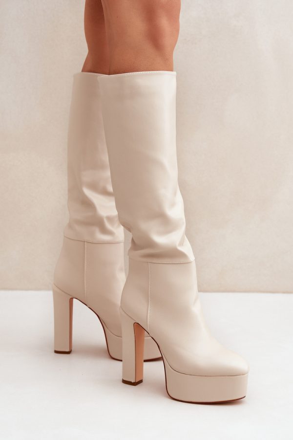 beige Heel boots model 204661 Step in style