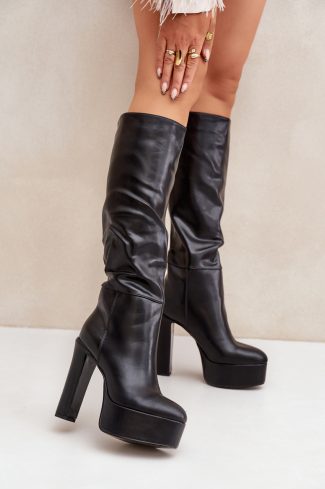 1052815.jpg Black Heel Boots in Over The Knee High Boots, Thigh High Boots with Fabric, Warmers, Footbed, Upper Height, Heel Height and Platform Height