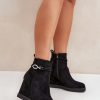 Black Buskin Boots in Women`s Ankle Boots & Booties with Fabric, Warmers, Footbed, Upper Height and Heel Height