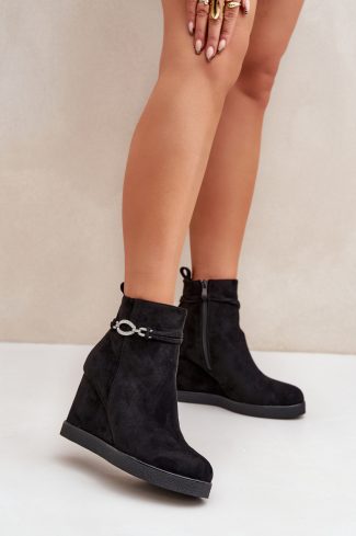 Black Buskin Boots in Women`s Ankle Boots & Booties with Fabric, Warmers, Footbed, Upper Height and Heel Height