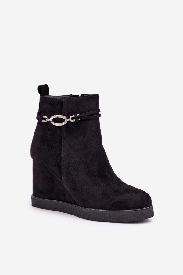 Black Buskin Boots in Women`s Ankle Boots & Booties with Fabric, Warmers, Footbed, Upper Height and Heel Height