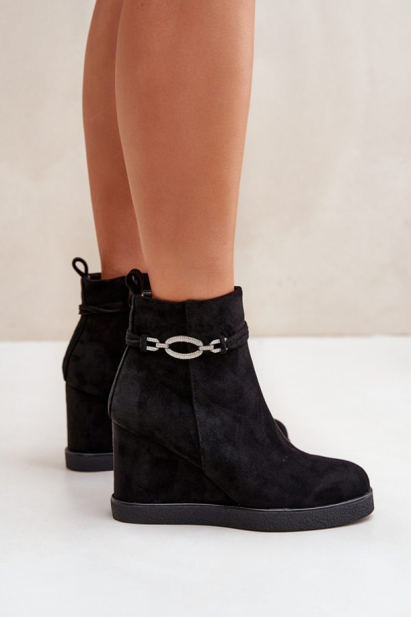 Black Buskin Boots in Women`s Ankle Boots & Booties with Fabric, Warmers, Footbed, Upper Height and Heel Height