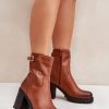 1052845.jpg Brown Heel Boots in Women`s Ankle Boots & Booties with Fabric, Warmers, Footbed, Upper Height, Heel Height and Platform Height