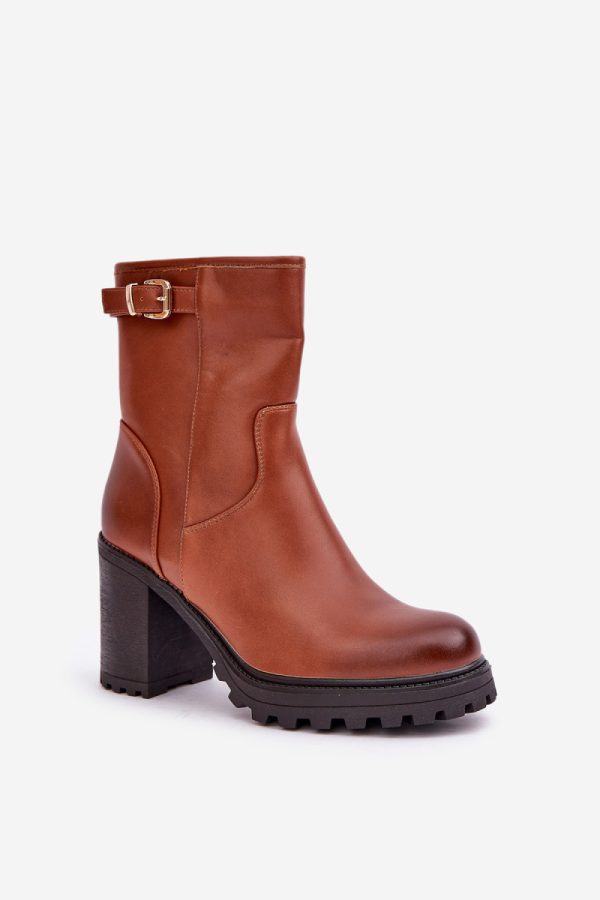 Brown Heel Boots in Women`s Ankle Boots & Booties with Fabric, Warmers, Footbed, Upper Height, Heel Height and Platform Height