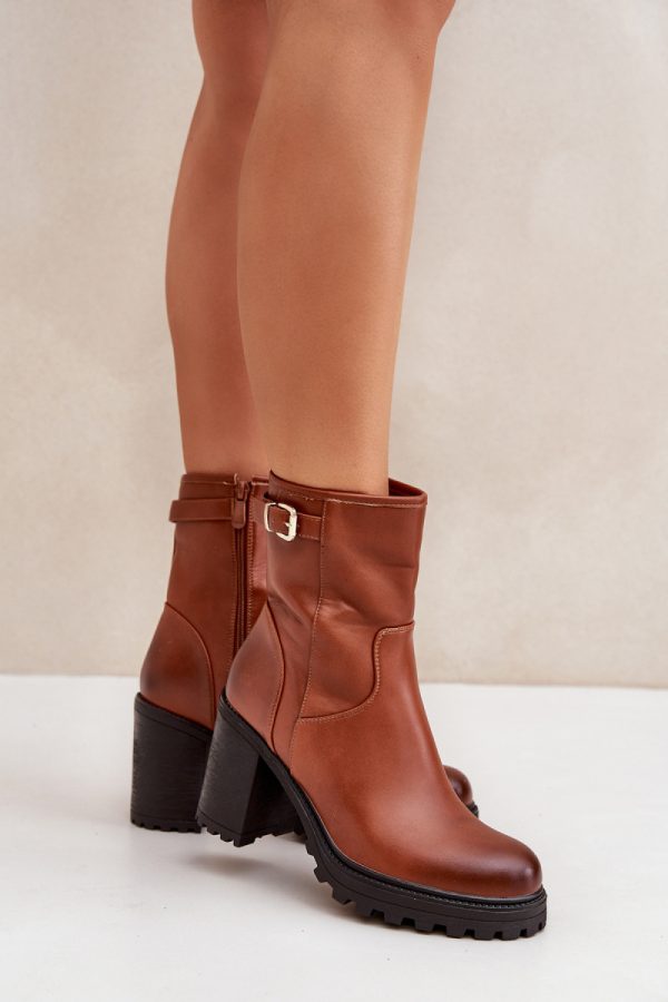 Brown Heel Boots in Women`s Ankle Boots & Booties with Fabric, Warmers, Footbed, Upper Height, Heel Height and Platform Height