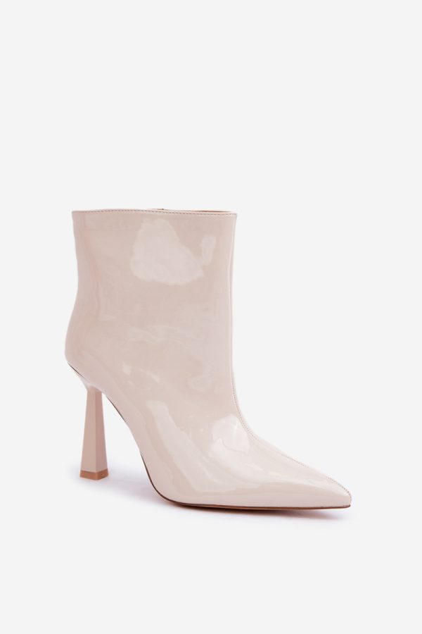 Beige Heel Boots in Women`s Ankle Boots & Booties with Fabric, Warmers, Footbed, Upper Height and Heel Height