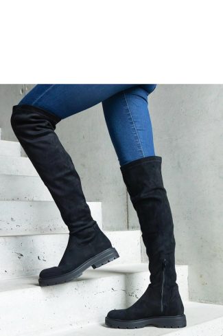 Black Thigh-Hight Boots....Fabric and Heel Height