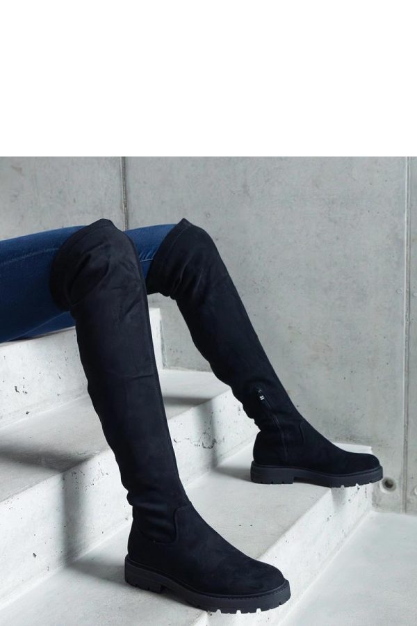 Black Thigh-Hight Boots....Fabric and Heel Height