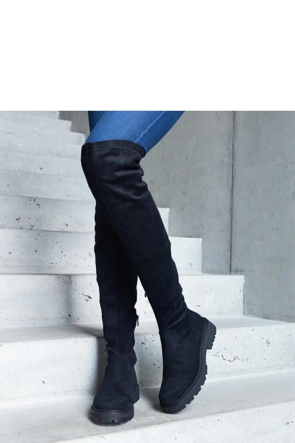 Black Thigh-Hight Boots....Fabric and Heel Height