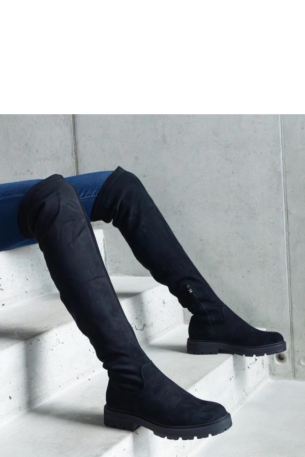 Black Thigh-Hight Boots....Fabric and Heel Height