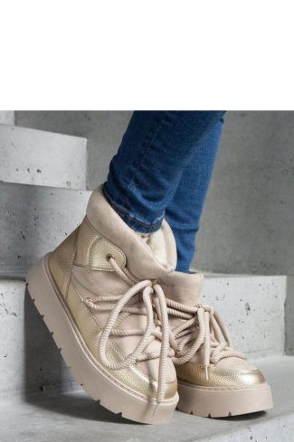 1052937 Beige Snow Boots in Women`s Ankle Boots & Booties with Fabric and Heel Height