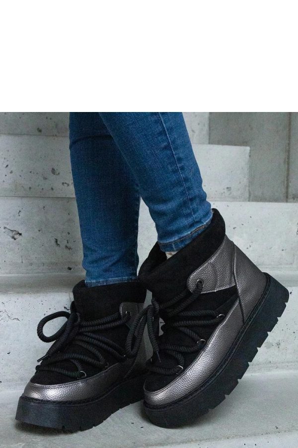 Black Snow Boots in Women`s Ankle Boots & Booties with Fabric and Heel Height