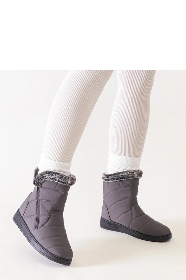 Grey Snow Boots in Women`s Ankle Boots & Booties with Fabric and Heel Height