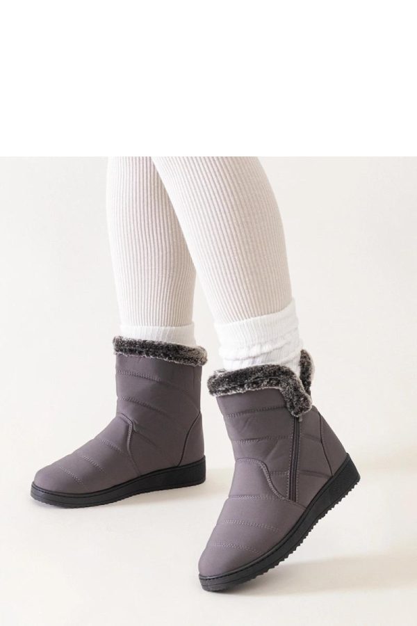 Grey Snow Boots in Women`s Ankle Boots & Booties with Fabric and Heel Height