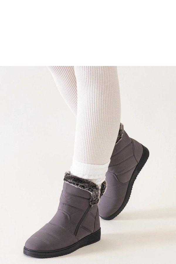 Grey Snow Boots in Women`s Ankle Boots & Booties with Fabric and Heel Height