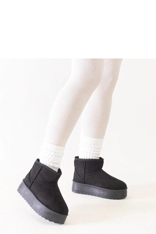Black Snow Boots..Fabric and Heel Height