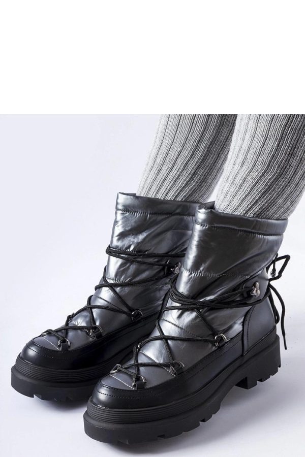 Grey Snow Boots in Women`s Ankle Boots & Booties with Fabric and Heel Height