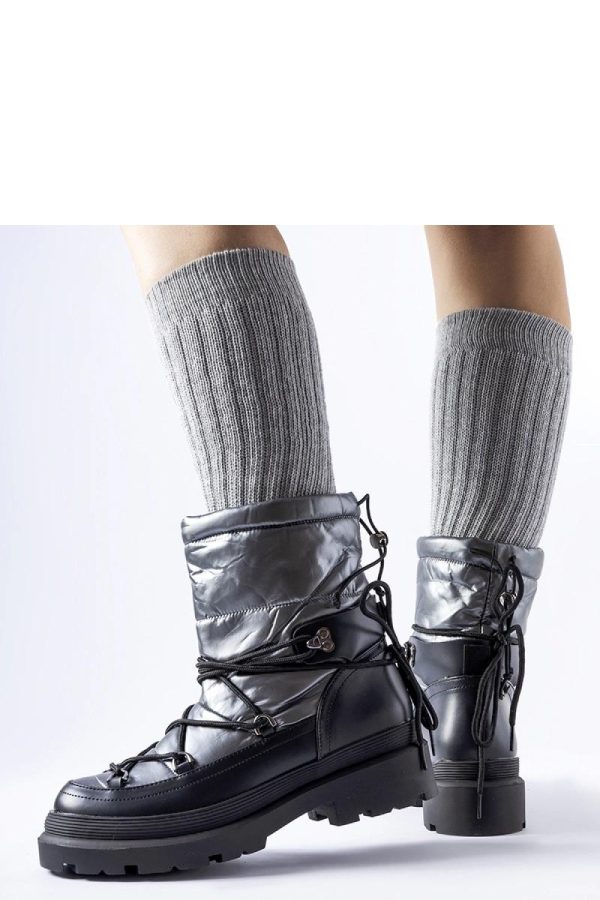 Grey Snow Boots in Women`s Ankle Boots & Booties with Fabric and Heel Height