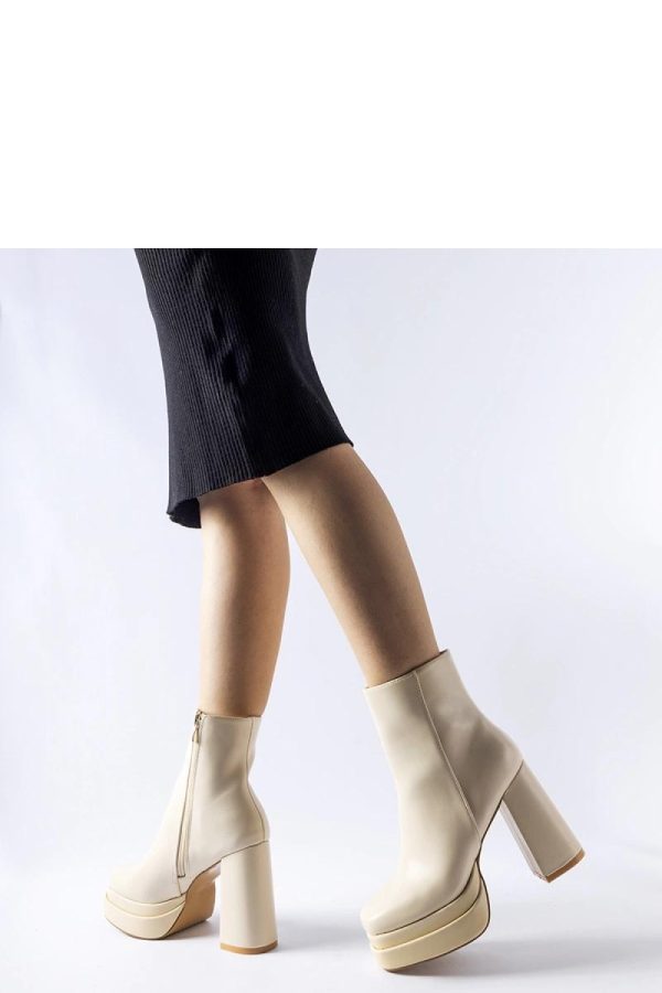 Beige Heel Boots in Women`s Ankle Boots & Booties with Fabric and Heel Height
