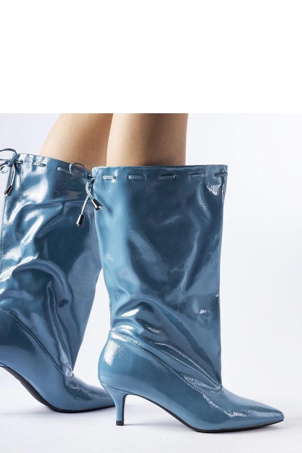 Blue Heel Boots in Women`s Ankle Boots & Booties with Fabric and Heel Height