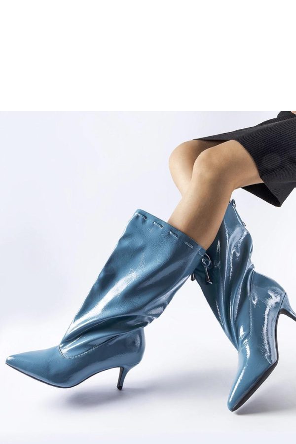 Blue Heel Boots in Women`s Ankle Boots & Booties with Fabric and Heel Height