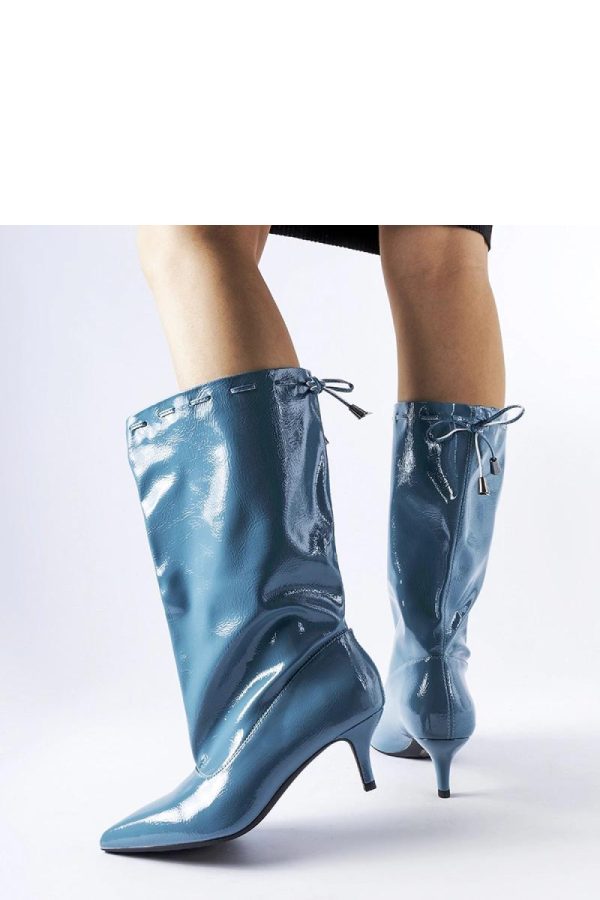 Blue Heel Boots in Women`s Ankle Boots & Booties with Fabric and Heel Height