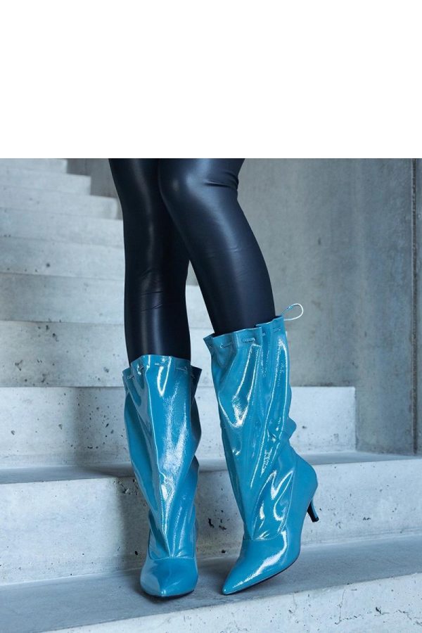 Blue Heel Boots in Women`s Ankle Boots & Booties with Fabric and Heel Height