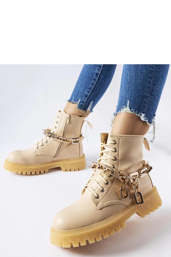 Beige Trapper Shoes in Women`s Ankle Boots & Booties with Fabric and Heel Height