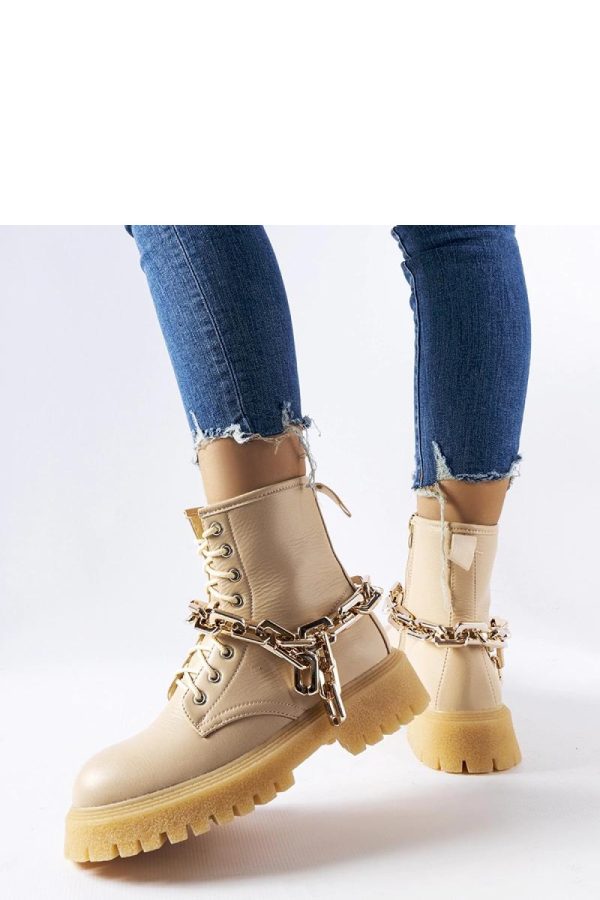 Beige Trapper Shoes in Women`s Ankle Boots & Booties with Fabric and Heel Height