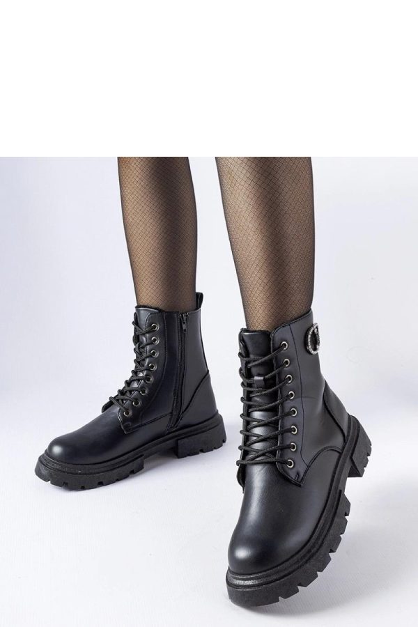 Black Trapper Shoes in Women`s Ankle Boots & Booties with Fabric and Heel Height