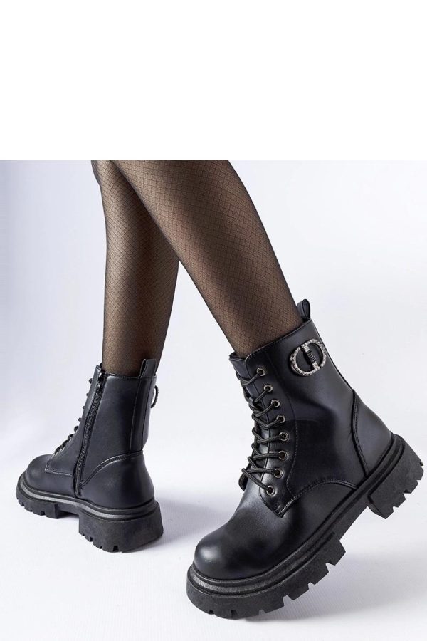 Black Trapper Shoes in Women`s Ankle Boots & Booties with Fabric and Heel Height