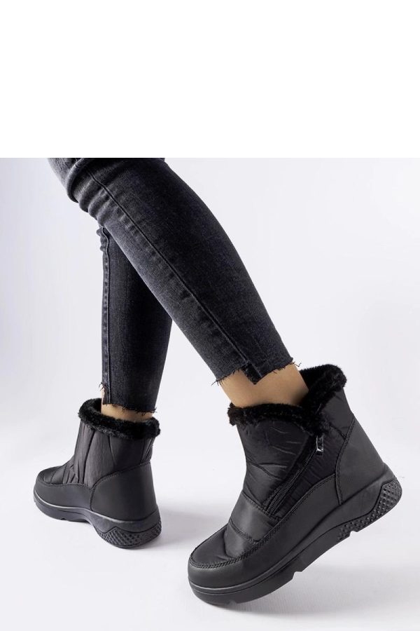Black Snow Boots in Women`s Ankle Boots & Booties with Fabric and Heel Height