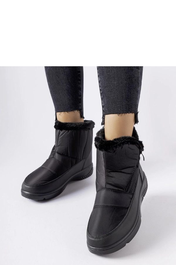 Black Snow Boots in Women`s Ankle Boots & Booties with Fabric and Heel Height