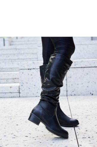 Black Thigh-Hight Boots..Fabric and Heel Height