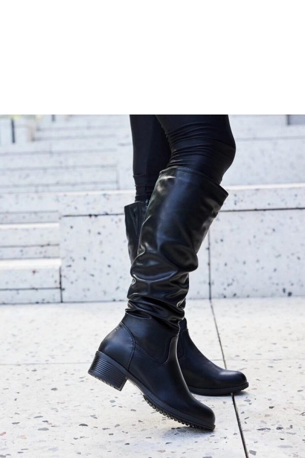 Black Thigh-Hight Boots..Fabric and Heel Height